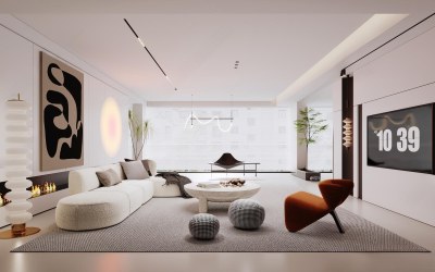 现代客厅3D模型下载